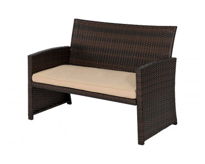 FaFurn - Brown Resin Wicker 4-Piece Modern Patio Furniture Set with Beige Cushions