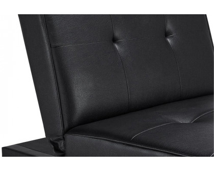 FaFurn Modern Faux Leather Chaise Lounge Recliner Sleeper Sofa - Black