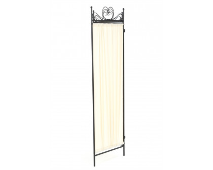 FaFurn - 4-Panel Room Divider with Fabric Screen in Black, Metal