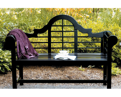 FaFurn Outdoor Lattice Back Garden Wood Finish Bench - Black