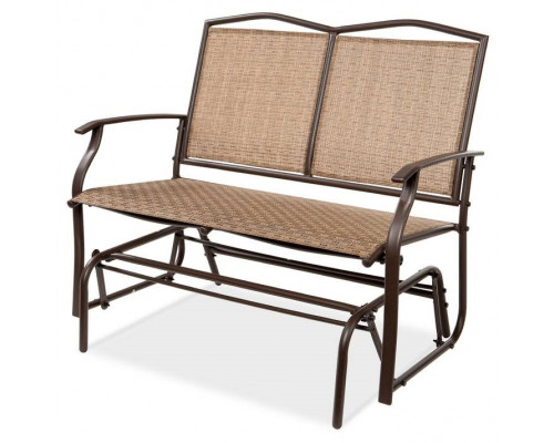 FaFurn 2 Seater Swing Patio Loveseat with Armrests - Brown