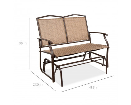 FaFurn 2 Seater Swing Patio Loveseat with Armrests - Brown