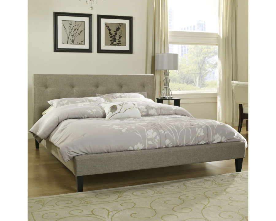 FaFurn - Modern Twin Size Platform Bed Frame with Tufted Headboard in Tan