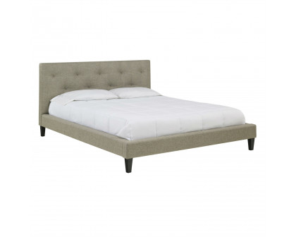 FaFurn - Modern Twin Size Platform Bed Frame with Tufted Headboard in Tan