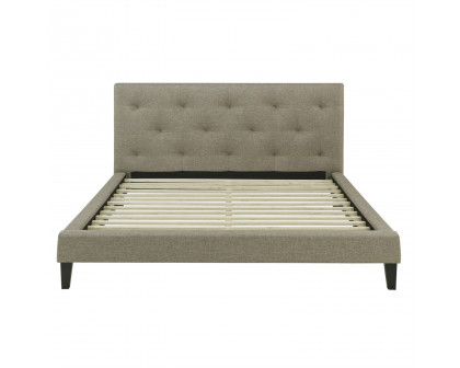 FaFurn - Modern Twin Size Platform Bed Frame with Tufted Headboard in Tan