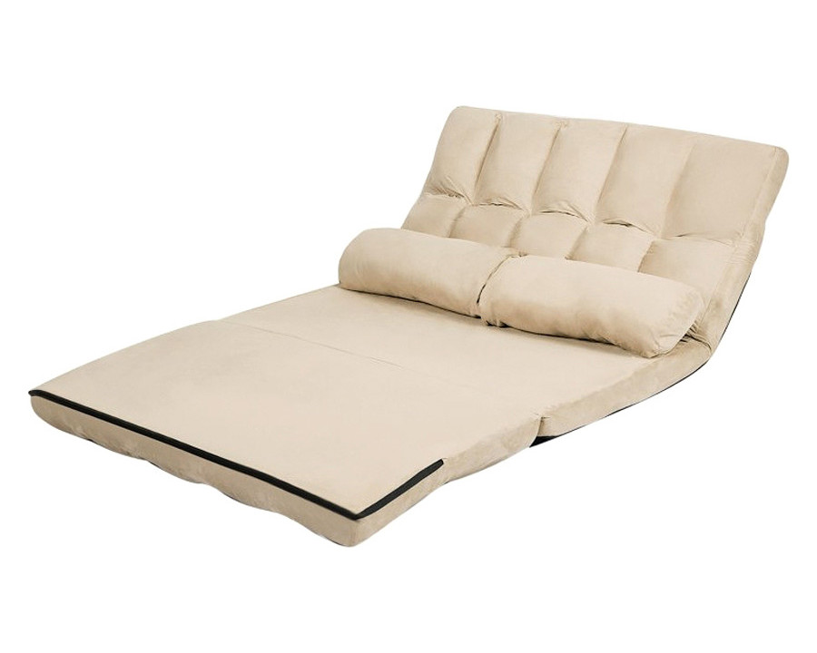 FaFurn - Faux Suede Minimalist 5 Tilt Foldable Floor Sofa Bed Detachable Cloth Cover in Beige