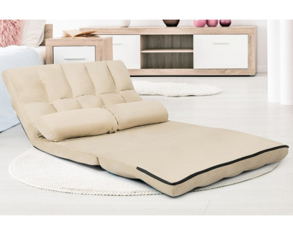 FaFurn - Faux Suede Minimalist 5 Tilt Foldable Floor Sofa Bed Detachable Cloth Cover in Beige