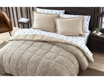 FaFurn Plush Sherpa Reversible Micro Suede Comforter Set - Beige, Full/Queen Size