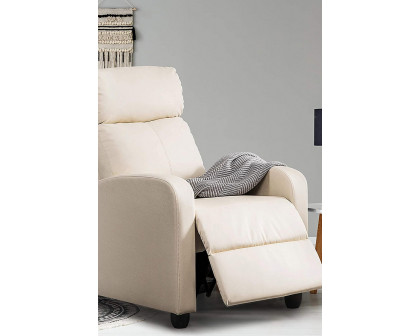 FaFurn™ High-Density Faux Leather Push Back Recliner Chair - Off White