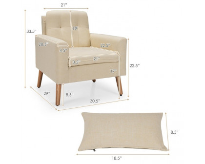 FaFurn Modern Accent Chair with Pillow - Beige