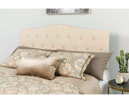 FaFurn Twin Size Fabric Upholstered Button Tufted Headboard - Beige