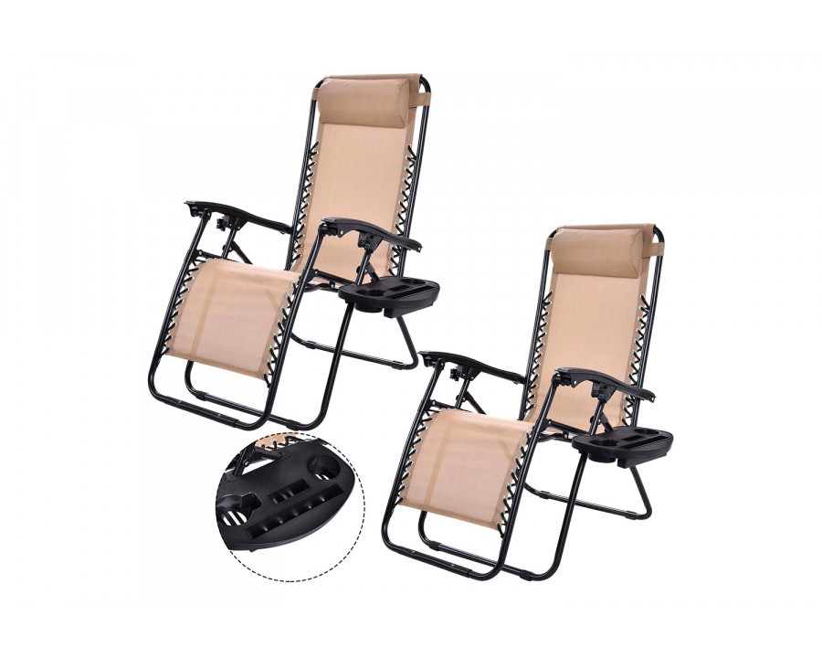 FaFurn - Folding Outdoor Zero Gravity Lounge Chair Recliner (Set of 2)