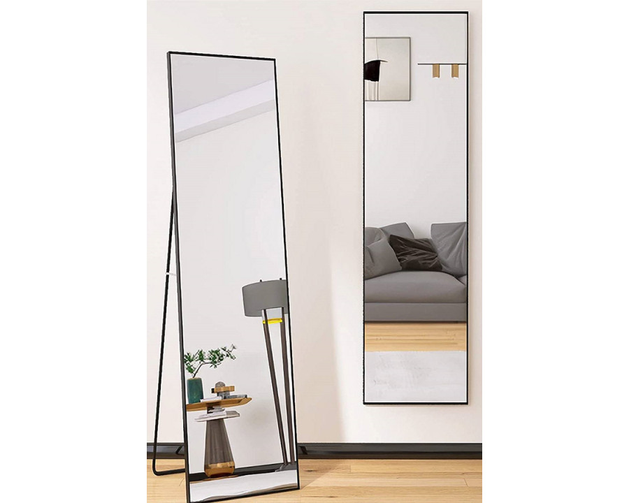 FaFurn Modern Full Length Floor Mirror with Stand Or Wall Mount - Black