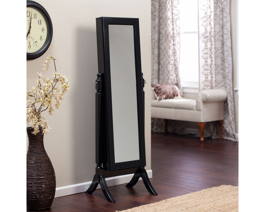 FaFurn Full Length Jewelry Mirror - Black, Wood