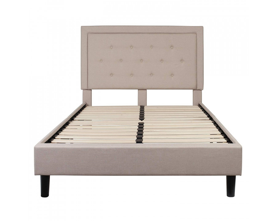 FaFurn - Full Size Platform Bed Frame with Tufted Headboard