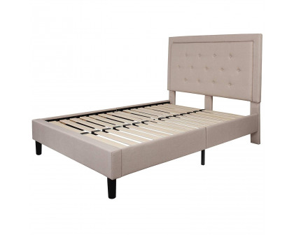 FaFurn - Full Size Platform Bed Frame with Tufted Headboard