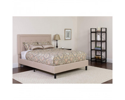 FaFurn - Full Size Platform Bed Frame with Tufted Headboard