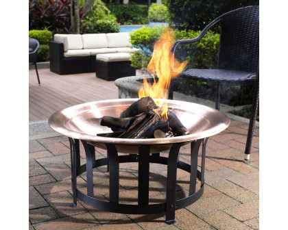 FaFurn Oversized Fire Pit with Black Steel Frame Poker and Spark Screen - Steel