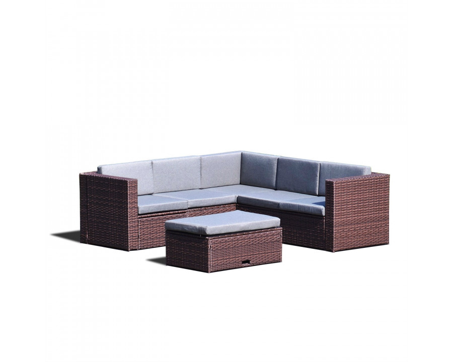 FaFurn - 4-Piece Patio Furniture Set with Cushions in Brown, Resin