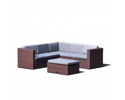 FaFurn - 4-Piece Patio Furniture Set with Cushions in Brown, Resin