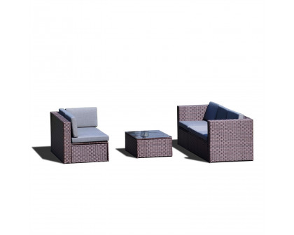 FaFurn - 4-Piece Patio Furniture Set with Cushions in Brown, Resin