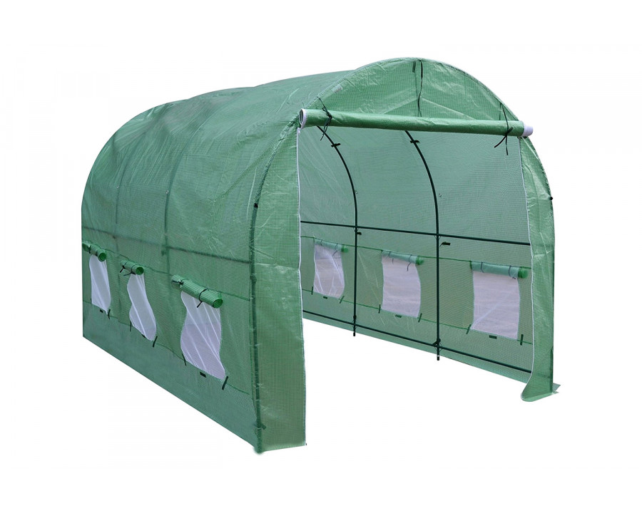 FaFurn - Outdoor 7 X 12 Ft Greenhouse Kit with Steel Frame and Green Cover