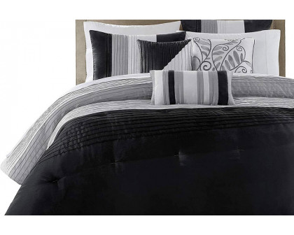 FaFurn - 7 Piece Bed in a Bag Comforter Set Faux Silk