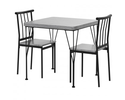 FaFurn 3-Piece Modern Dining Set with Table and 2 Chairs - Gray, Wood/Metal