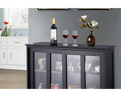 FaFurn Sideboard Buffet Dining Storage Cabinet with 2 Glass Sliding Doors - Black