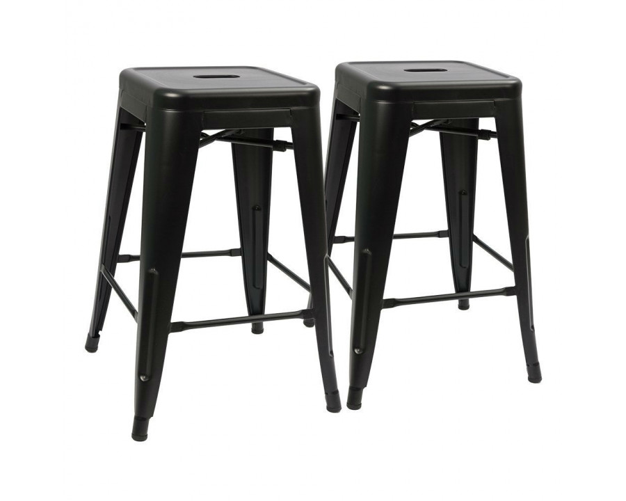 FaFurn - Set of 2 Modern Backless Barstool in Black