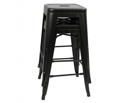 FaFurn - Set of 2 Modern Backless Barstool in Black