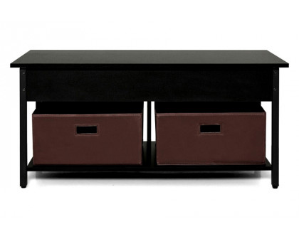 FaFurn™ Farmhouse Lift-Top Multi Purpose Coffee Table with 2 Storage Drawers Bins - Black