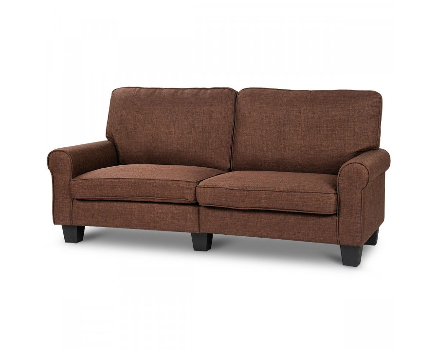 FaFurn Classic Loveseat with Armrests - Brown, Fabric