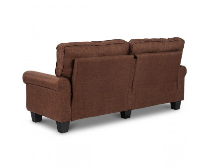 FaFurn™ Classic Loveseat with Armrests - Brown, Fabric