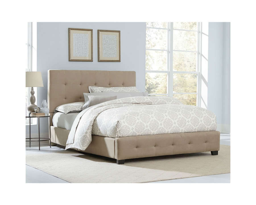 FaFurn - Queen Size Bed Frame with Tufted Headboard in Brown