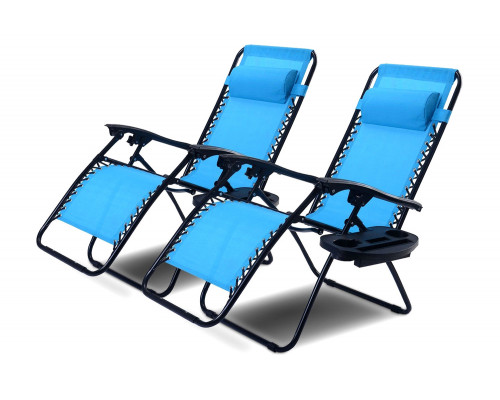 FaFurn Folding Outdoor Zero Gravity Lounge Chair Recliner (Set of 2) - Blue