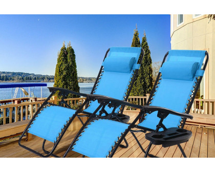 FaFurn Folding Outdoor Zero Gravity Lounge Chair Recliner (Set of 2) - Blue