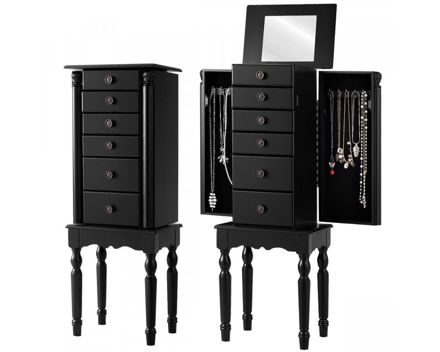 FaFurn - Storage Chest with Mirror in Black, Wood