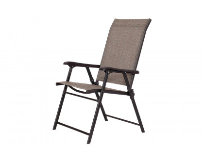 FaFurn - Outdoor Folding Patio Chairs in Brown with Black Metal Frame (Set of 2)