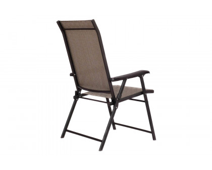 FaFurn - Outdoor Folding Patio Chairs in Brown with Black Metal Frame (Set of 2)