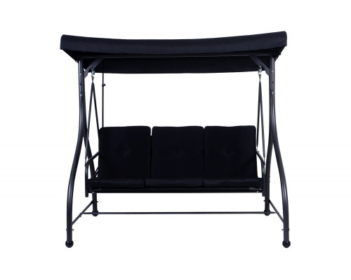 FaFurn Adjustable 3 Seat Cushioned Porch Patio Canopy Swing Chair - Black