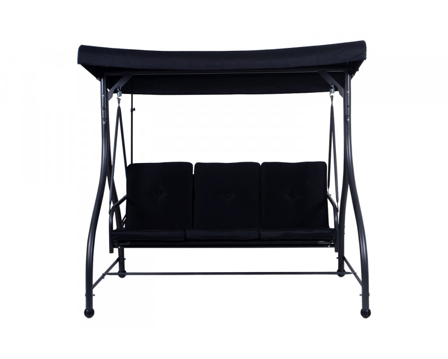 FaFurn Adjustable 3 Seat Cushioned Porch Patio Canopy Swing Chair - Black