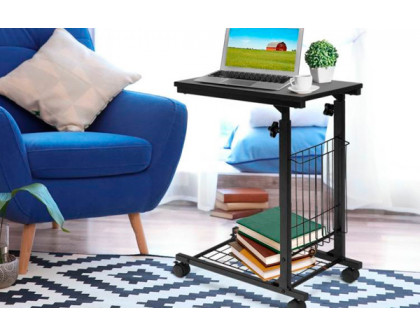 FaFurn™ Adjustable TV Tray Sofa Table on Wheels - Black, Metal/Wood