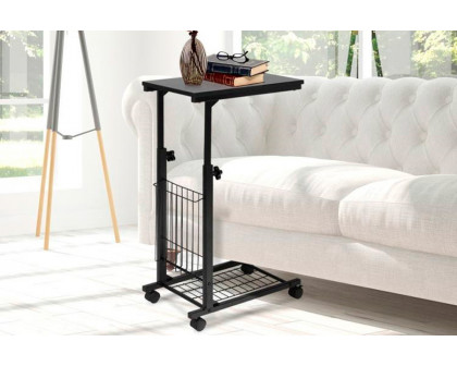 FaFurn™ Adjustable TV Tray Sofa Table on Wheels - Black, Metal/Wood