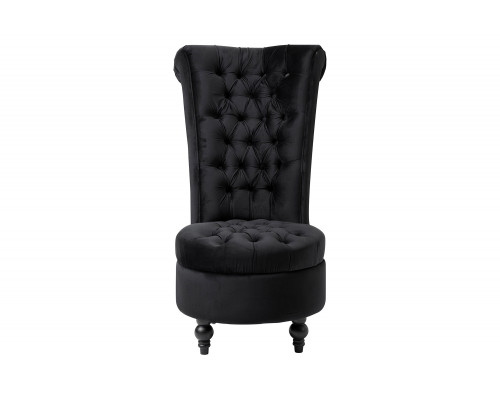 FaFurn Tufted High Back Plush Velvet Upholstered Accent Low Profile Chair - Black