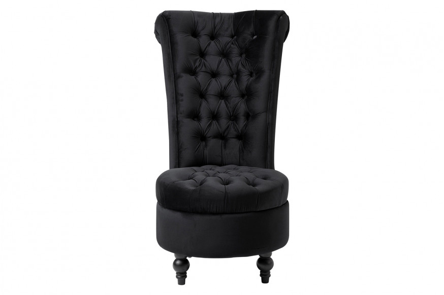 FaFurn™ Tufted High Back Plush Velvet Upholstered Accent Low Profile Chair - Black