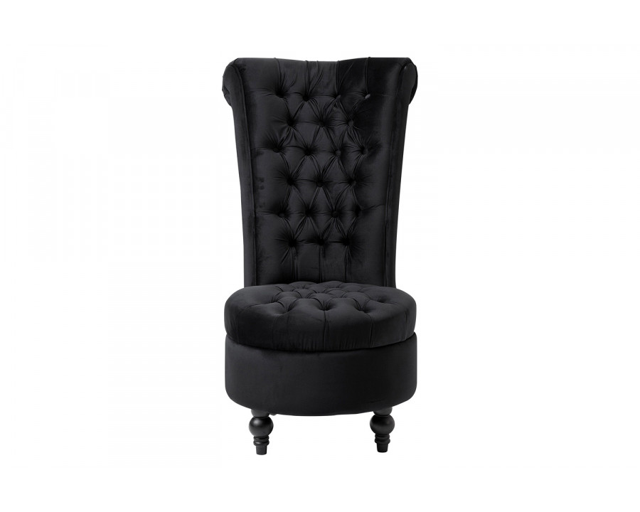 FaFurn Tufted High Back Plush Velvet Upholstered Accent Low Profile Chair - Black