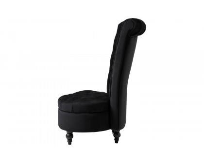 FaFurn™ Tufted High Back Plush Velvet Upholstered Accent Low Profile Chair - Black