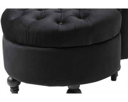 FaFurn™ Tufted High Back Plush Velvet Upholstered Accent Low Profile Chair - Black