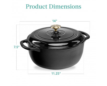 FaFurn 6 Quart Cookware - Black, Cast Iron